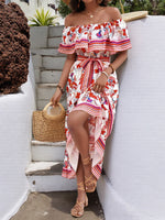 Off-Shoulder Floral Maxi Dress - Ladyez
