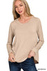 Zenana Flowy Round Hem Rayon Long Sleeve Top