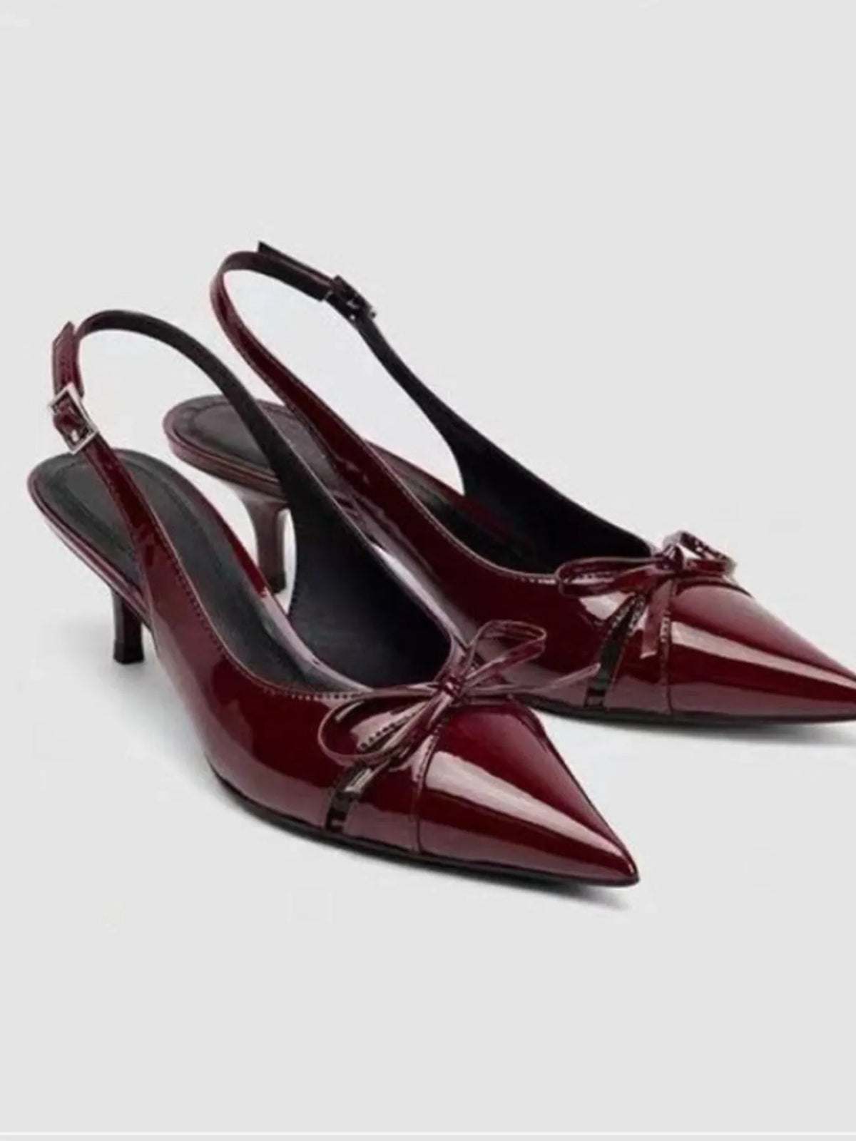 Bow Point Toe Slingback Pumps - Ladyez