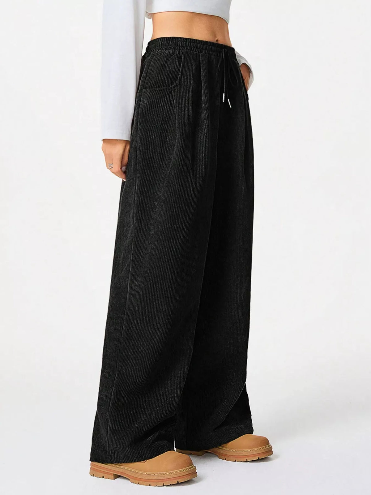 Casual Corduroy Wide Leg Pants