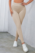 Crisscross Detail Wide Waistband Leggings - Ladyez