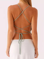 Floral Lace Up Back V-Neck Cami