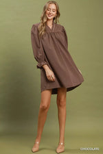 Umgee Textured Puff Sleeve Mini Dress