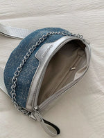 Denim Chain Accent Crossbody Bag