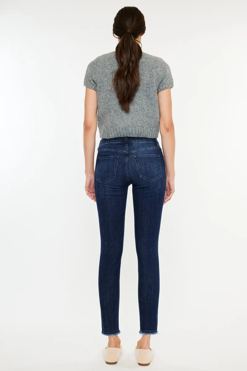 Kancan High-Rise Slim Fit Raw Hem Ankle Jeans - Ladyez