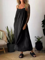Full Size Ruched Cami Maxi Dress with Pockets Plus Size - Ladyez