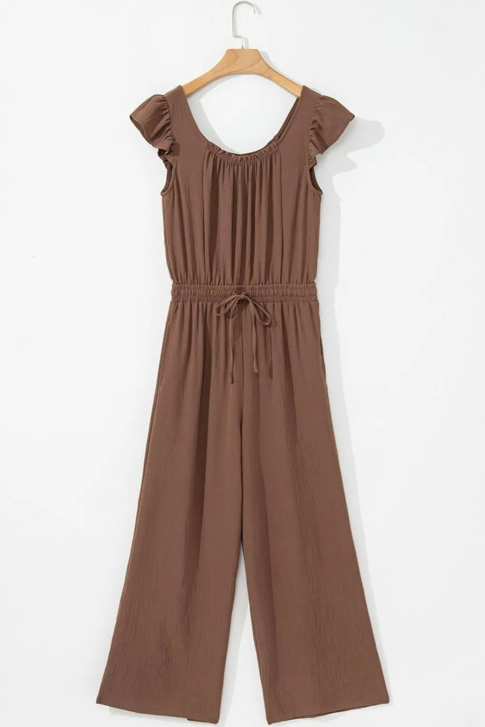 Ruffled Cap Sleeve Wide Leg Jumpsuit - Ladyez