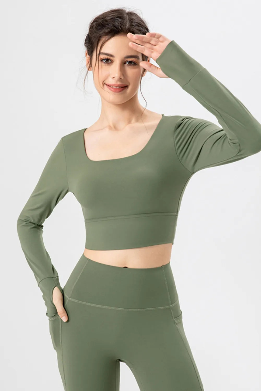 Square Neck Crisscross Active T-Shirt - Ladyez