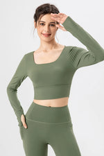 Square Neck Crisscross Active T-Shirt - Ladyez