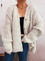 Cable Knit Button-Up Cardigan