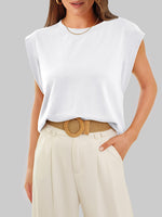 Florira Round Neck Cap Sleeve T-Shirt - Ladyez