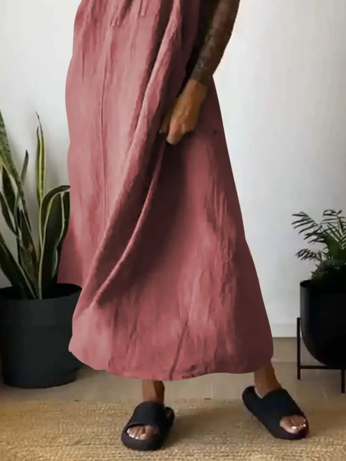 Full Size Ruched Cami Maxi Dress with Pockets Plus Size - Ladyez
