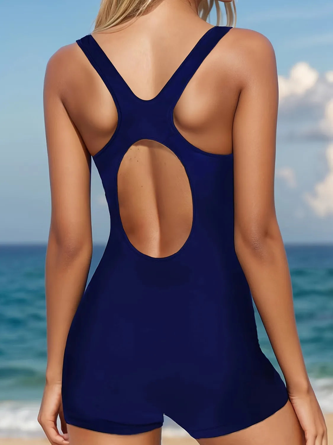 Cutout Back Wide Strap One-Piece Swimwear - Ladyez