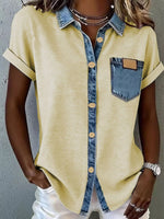 Denim Trim Short Sleeve Shirt