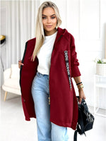 Full Size Zip Up Longline Hooded Outerwear Plus Size