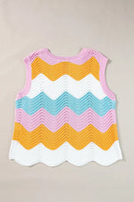 Round Neck Color Block Sweater Vest