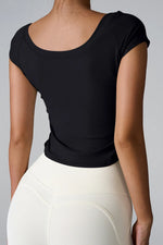 Round Neck Short Sleeve Active T-Shirt - Ladyez