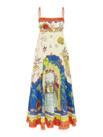 Printed Square Neck Maxi Cami Dress - Ladyez