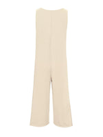 Sleeveless Button Front Wide Leg Jumpsuit