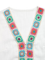 Crochet Trim V-Neck Blouse