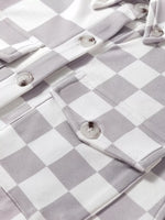 Checkerboard Flap Pocket Button Front Shacket