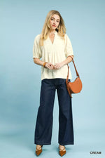 Umgee Textured Smocked Peasant Top
