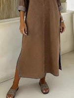 Side Slit V-Neck Midi Dress