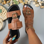 Open Toe Buckle Accent Sandals