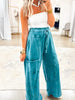 Mineral Wash High Waist Patched Pocket Pants