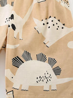 Children's Dinosaur Print Round Neck Top and Shorts Set