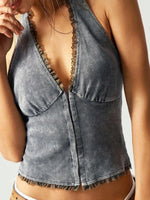 Frill Halter Neck Cami Top - Ladyez