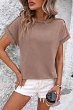 Mandy Striped Round Neck Short Sleeve T-Shirt - Ladyez