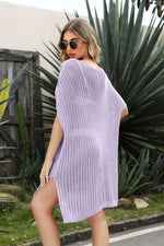 Openwork Side Slit Cover-Up Dress - Ladyez