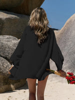 Embroidered Open Front Long Sleeve Cover Up - Ladyez