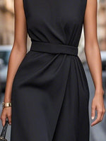 Round Neck Sleeveless Midi Dress - Ladyez