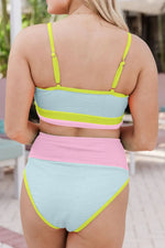 Color Block Scoop Neck Two-Piece Swim Set - Ladyez