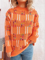 Colorful Round Neck Long Sleeve Sweater