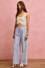 SO ME Wide CheckPants With Side Lace Trim And Piping