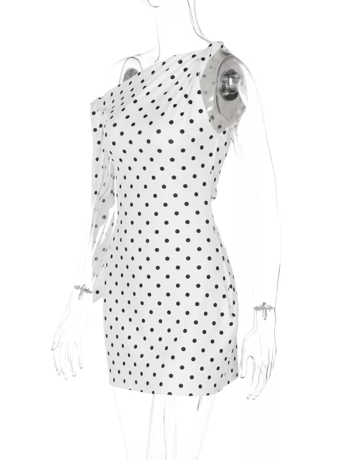 Polka Dot Sleeveless Mini Dress with Bow Accents
