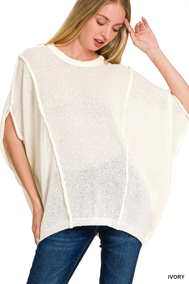 Zenana Drop Shoulder Short Sleeve Knit Top