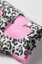 Leopard Heart Print Colorblock Pullover Blouse