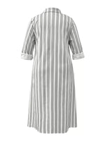 Plus Size Striped Button Front Midi Dress