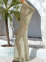 Openwork Backless Flare Sleeve Cover-Up Dress - Ladyez