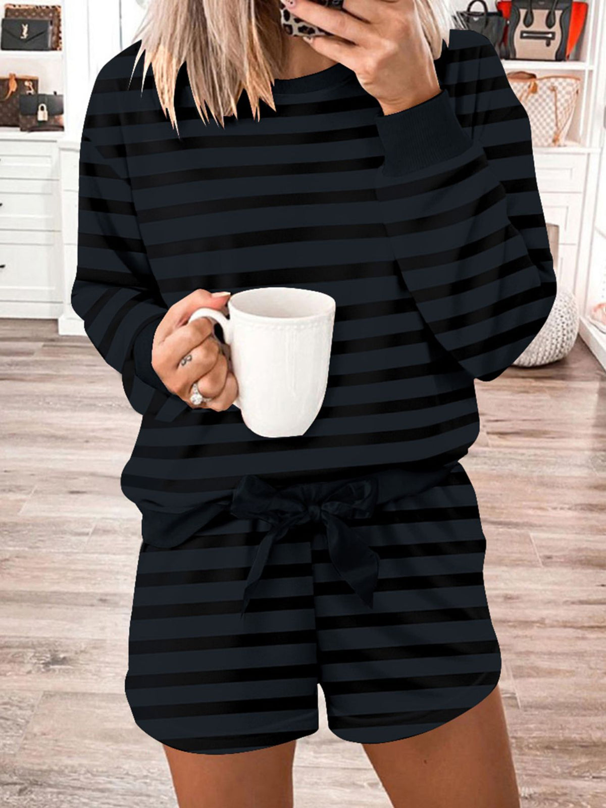 Long Sleeve Top and Shorts Two Piece Set