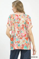 Umgee Mix Boho Printed V-Neck Top