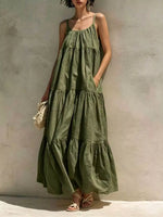 Tiered Scoop Neck Maxi Dress