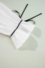 Ribbon Bowtie Collared Neck Flounce Sleeve Shirt