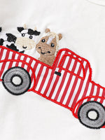 Children's Cartoon Tractor Embroidered Tee and Shorts Set