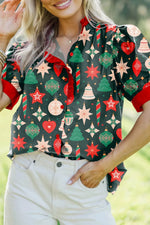 Christmas Print Button Up Shirt