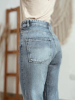 Distressed Ankle-length Straight Jeans - Ladyez
